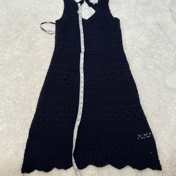 NWT Maurices WomensSleeveless Lined Knee Length Crochet Dress Navy S Resort Core - Picture 3 of 6